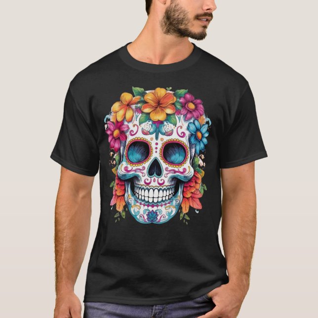 Blumenschädel 17 T-Shirt (Vorderseite)