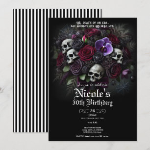 Blumenschädel-Blumenstrauß Gothic-Halloween-Geburt Einladung
