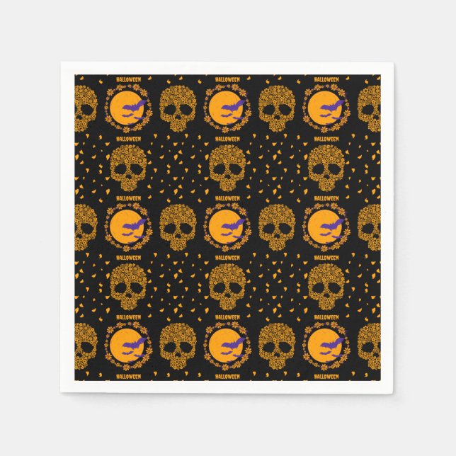 Blumenschädel Coole, griesgrämige Halloween Serviette (Vorderseite)