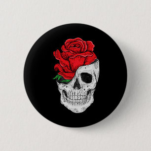 Blumenschädel Grafische T-Shirts - Halloween-Blume Button
