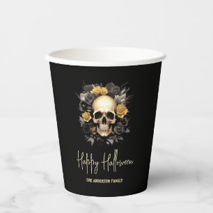 Blumenschädel-Halloween-Party Pappbecher