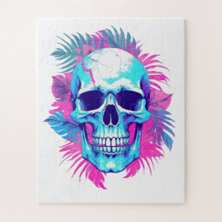 Blumenschädel im Vaporwave-Stil