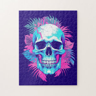 Blumenschädel im Vaporwave-Stil