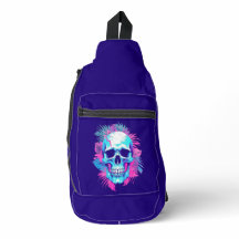 Blumenschädel im Vaporwave-Stil