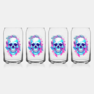 Blumenschädel im Vaporwave-Stil Dosenglas