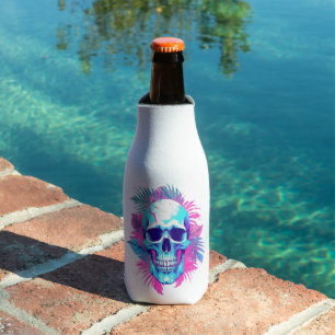 Blumenschädel im Vaporwave-Stil Flaschenkühler