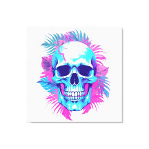 Blumenschädel im Vaporwave-Stil