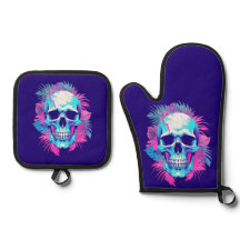 Blumenschädel im Vaporwave-Stil