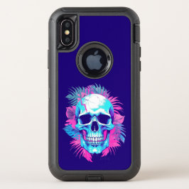 Blumenschädel im Vaporwave-Stil OtterBox Defender iPhone X Hülle