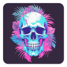 Blumenschädel im Vaporwave-Stil