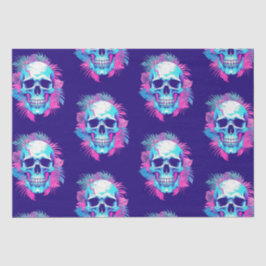 Blumenschädel im Vaporwave-Stil Seidenpapier