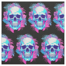 Blumenschädel im Vaporwave-Stil