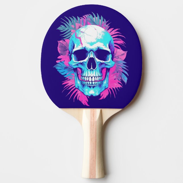 Blumenschädel im Vaporwave-Stil Tischtennis Schläger (Vorderseite)