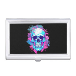 Blumenschädel im Vaporwave-Stil Visitenkarten Dose