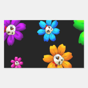Blumenschädel Rechteckiger Aufkleber