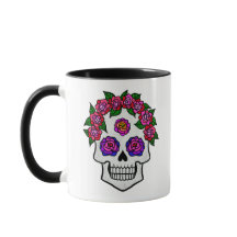 Blumenschädel-Rose Individuelle Name Halloween Whi