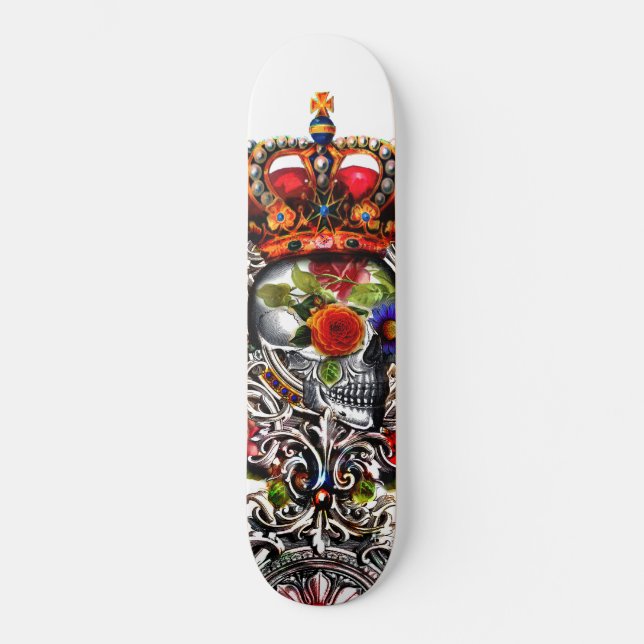 Blumenschädel Skateboard (Vorderseite)