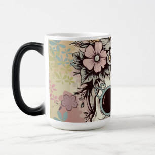 Blumenschädel "Stay Groovy" Retro individuell anpa Verwandlungstasse