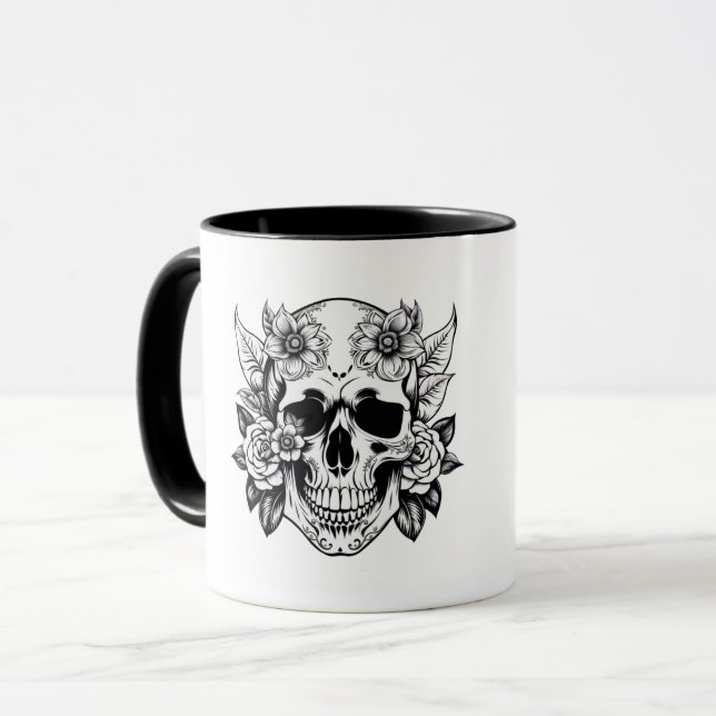 Blumenschädel-Tasse Tasse (Vorderseite Links)