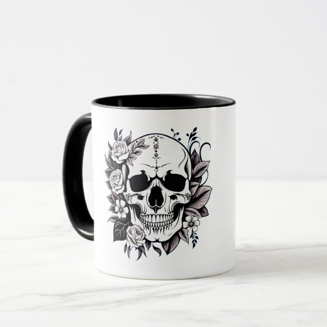 Blumenschädel-Tasse Tasse (Vorderseite Links)