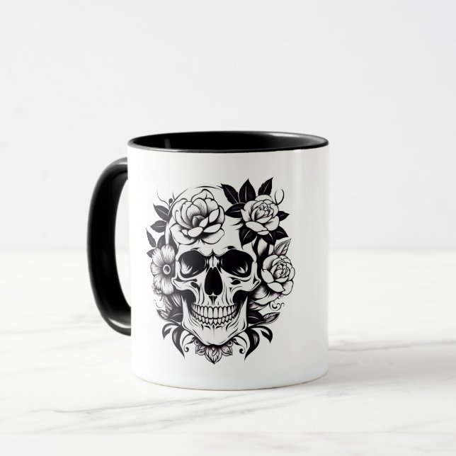 Blumenschädel-Tasse Tasse (Vorderseite Links)