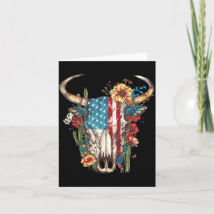 Blumenschädelkuh-Flagge Western Rodeo Patriotisch Karte