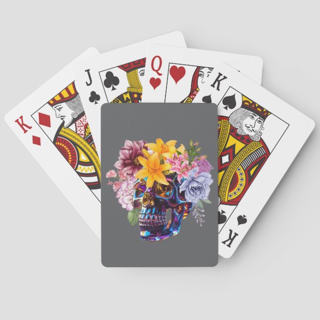 "Blumenschädelstrahlen" Spielkarten (Rückseite)