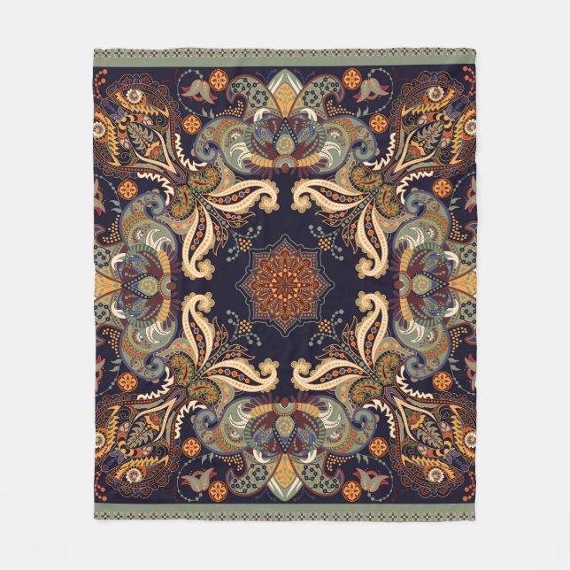 Blumenschal-Design. Square Ornament mit Dekoration Fleecedecke (Vorderseite)