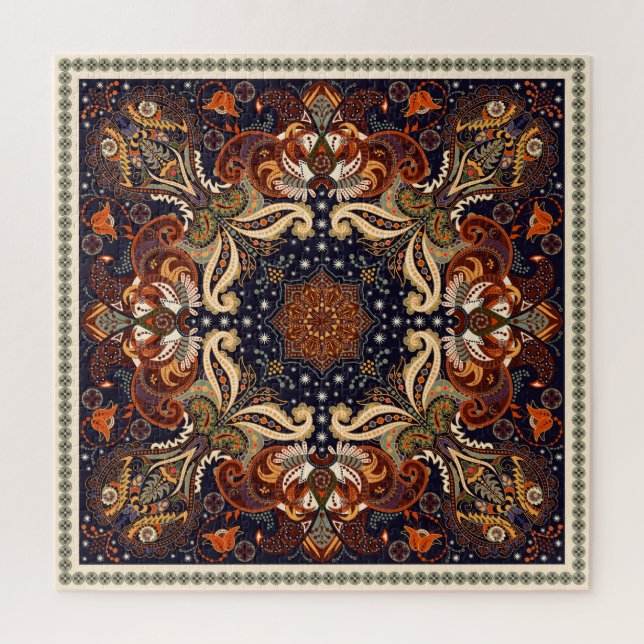 Blumenschal quadratischer Ornament: Indische Batik (Vertikal)
