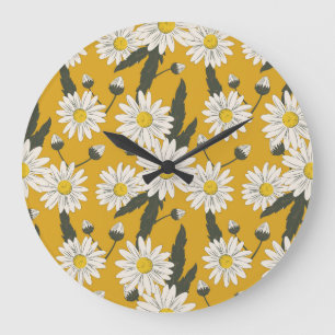 Blumenschal, Vintager Hintergrund. Große Wanduhr