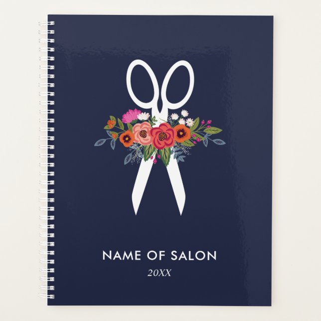 Blumenschere Friseur Stylist Salon Ernennung Planer (Vorderseite)