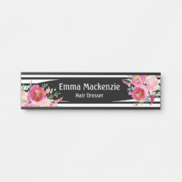 Blumenschild Blume Schwarz und Weiß Türschild
