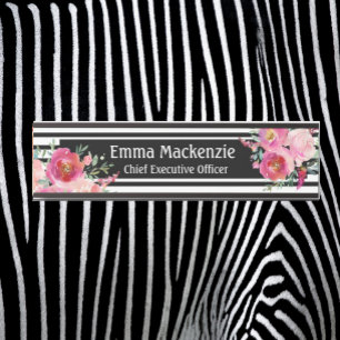 Blumenschild Blume Schwarz und Weiß Türschild