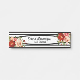 Blumenschild Blume Schwarz und Weiß Türschild