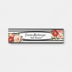 Blumenschild Blume Schwarz und Weiß Türschild