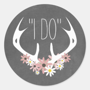 Blumenschildkhalkboard Inspiriert Hochzeitsticker Runder Aufkleber