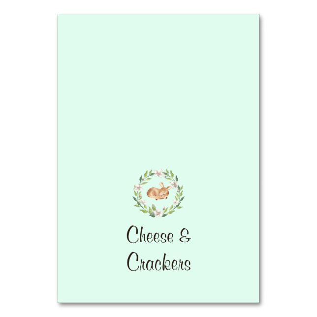 Blumenschläfer mit Lebensmitteletiketten für Grüne Tischnummer (Vorderseite)