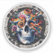 Blumenschlange mit Schädelsticker.