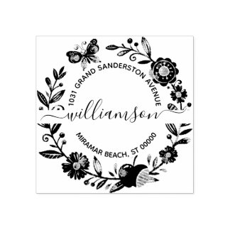 Blumenschmetterling Elegante Rücksendeadresse Gummistempel