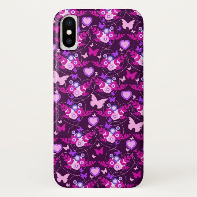 Blumenschmetterlinge & Herz, rosa Telefonkiste Case-Mate iPhone Hülle (Rückseite)