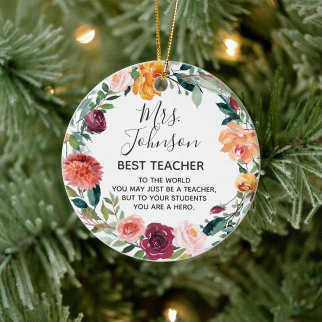 Blumenschmuck Beste Lehrerin Keramik Ornament (Baum)