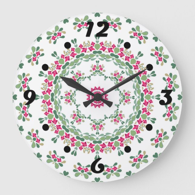 Blumenschmuck Große Wanduhr (Vorderseite)