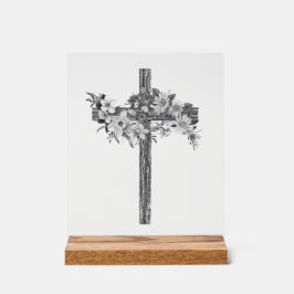Blumenschmuck-Kreuz-Acrylschild Acrylschild