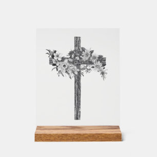 Blumenschmuck-Kreuz-Acrylschild Acrylschild