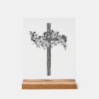 Blumenschmuck-Kreuz-Acrylschild Acrylschild