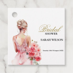Blumenschmuck-Rosen-Aquarell-Brautkleid-Bridal-Sho Geschenkanhänger
