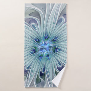 Blumenschönheit abstrakt modern Blaupastellblume Badehandtuch