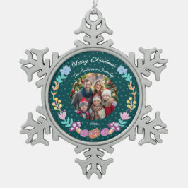 Blumenschrei Katzenkätzchen Grün Weihnachtsgebäck Schneeflocken Zinn-Ornament