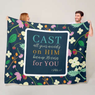 Blumenschrift 1 Peter 5:7 Fleecedecke