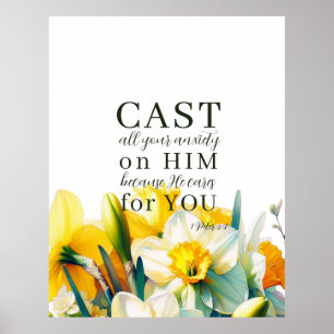 Blumenschrift 1 Peter 5:7 Poster